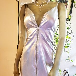 NWT METALLIC SILVER COCKTAIL DRESS